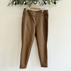 Gap Brown Faux Leather Pull On Pants Large New